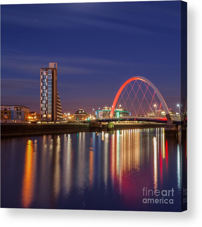 Glasgow Scene Acrylic Print featuring the photograph The Clyde Arc by John Farnan