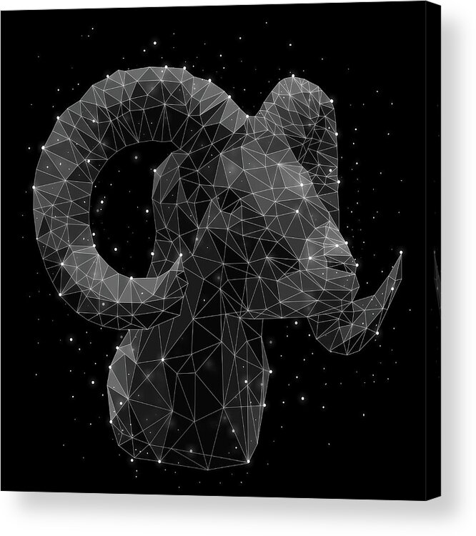 Horned Acrylic Print featuring the digital art The Constellation Of Aries by Malte Mueller