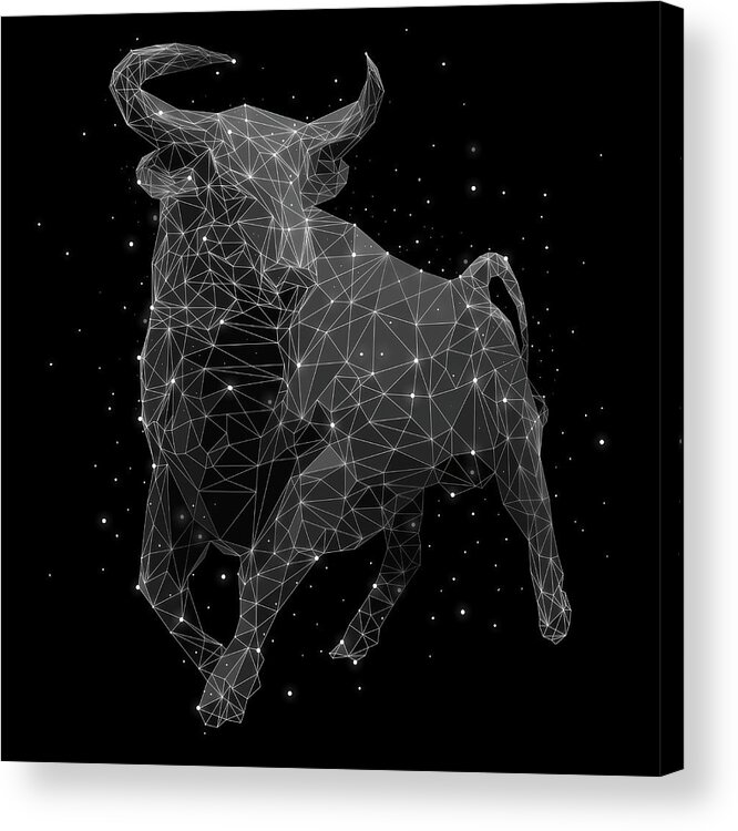 Horned Acrylic Print featuring the digital art The Constellation Of Taurus by Malte Mueller