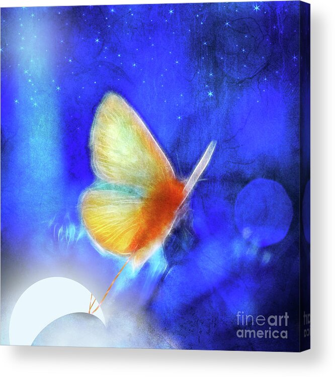 Surrealism Canvas Prints Acrylic Print featuring the digital art The Giant Butterfly and The Moon by Aimelle Ml