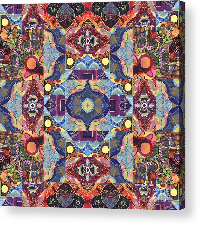Abstract Acrylic Print featuring the mixed media The Joy of Design Mandala Series Puzzle 1 Arrangement 1 by Helena Tiainen