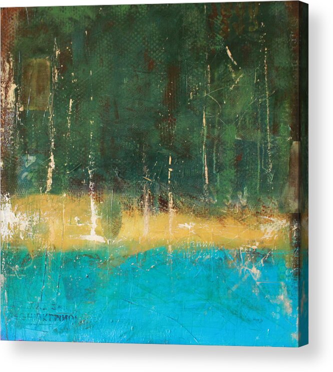 Abstract Green Acrylic Print featuring the painting In the Mourning Light by Lauren Petit