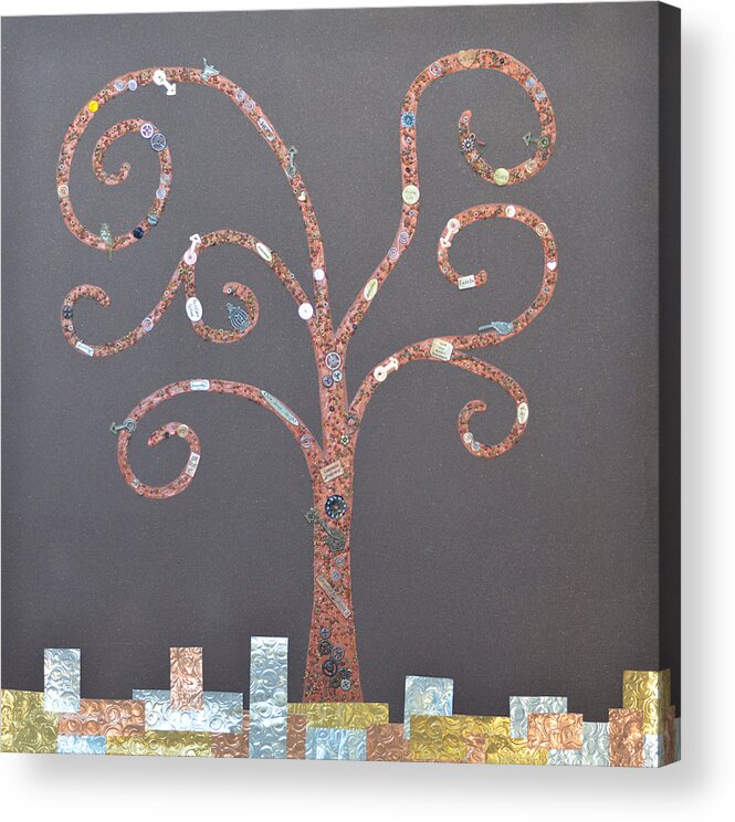 Original Paintings Acrylic Print featuring the painting The Menoa Tree by Angelina Tamez