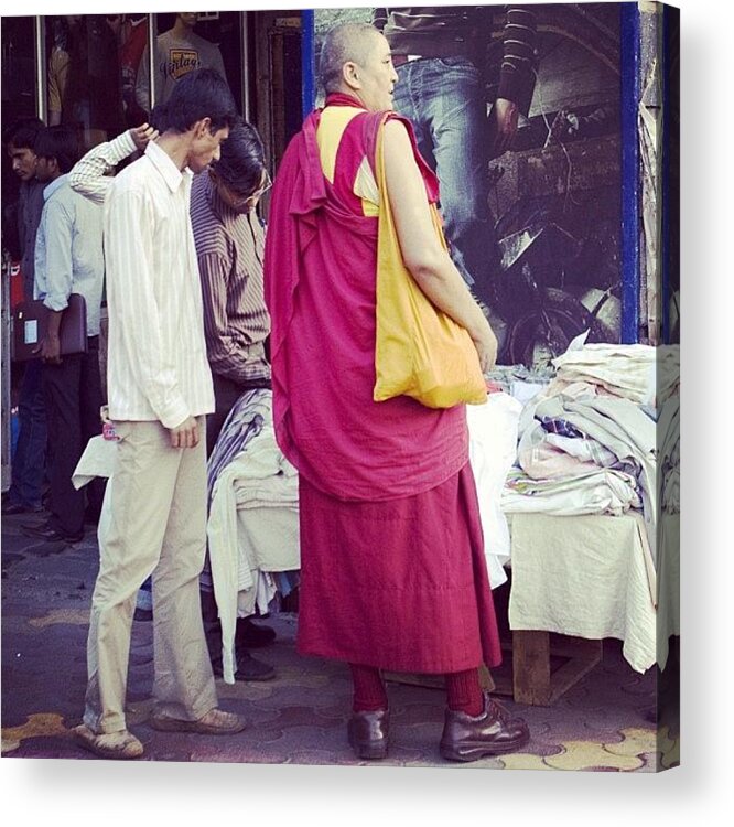 Streetphotography Acrylic Print featuring the photograph The Monk Who Sold His Ferrari And Went by Chirag Wakaskar