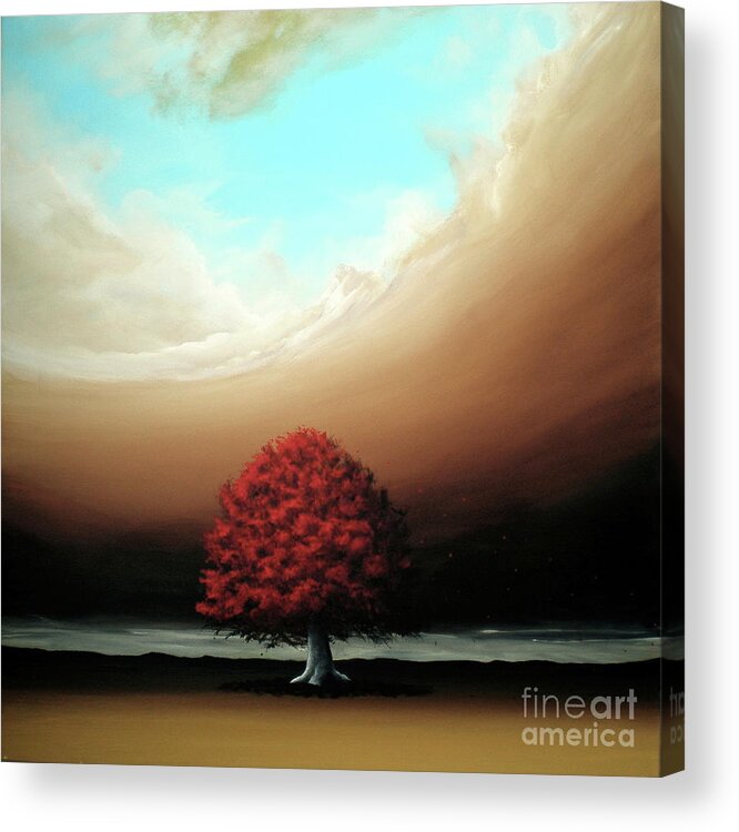 Red Tree Acrylic Print featuring the painting The Noble Art Of Simplicity by Ric Nagualero
