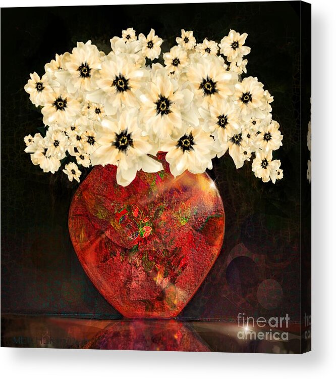 Floral Acrylic Print featuring the digital art The Red Vase by Mary Eichert
