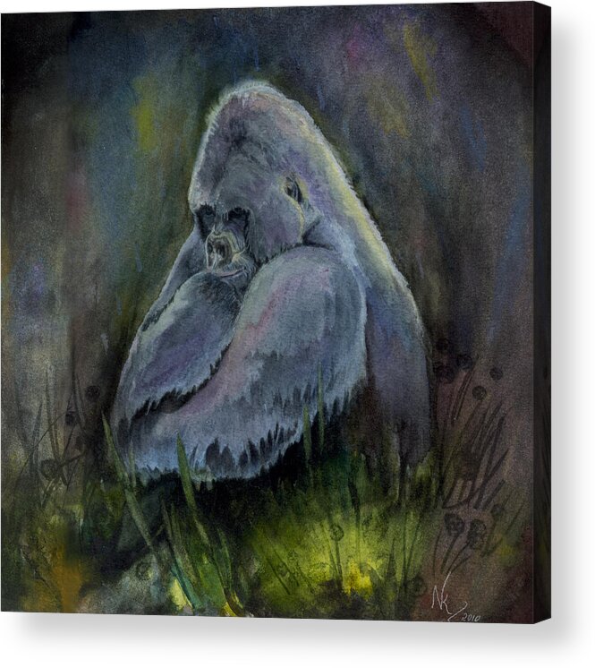 Portrait Acrylic Print featuring the painting The Thinker by Norman Klein