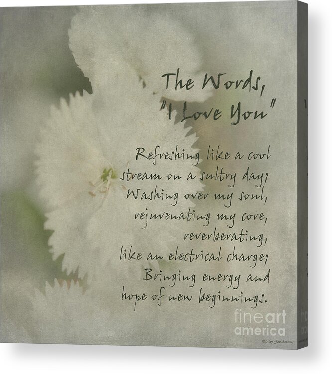 Poetry Acrylic Print featuring the photograph The Words I Love You by Mary Jane Armstrong