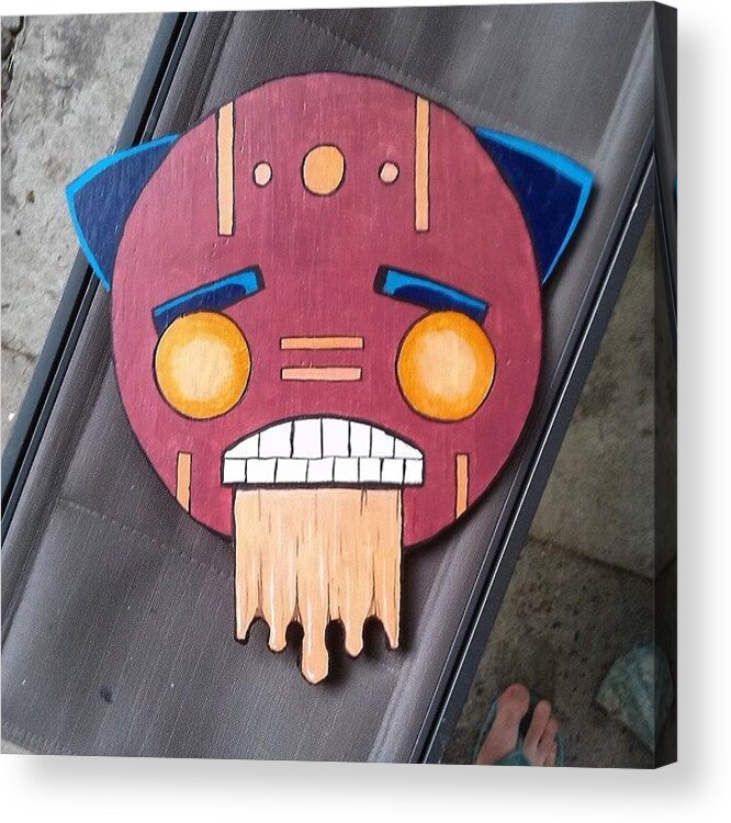 Psychedelicart Acrylic Print featuring the photograph Third Shaman Mask. Cut From Plywood by Timothy Vee