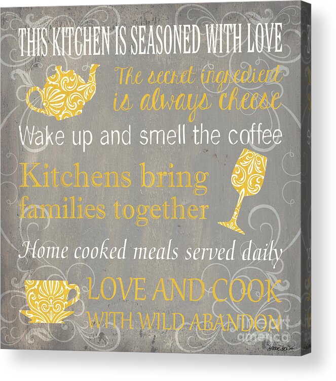 Kitchen Acrylic Print featuring the painting This Kitchen Is Seasoned with Love by Debbie DeWitt