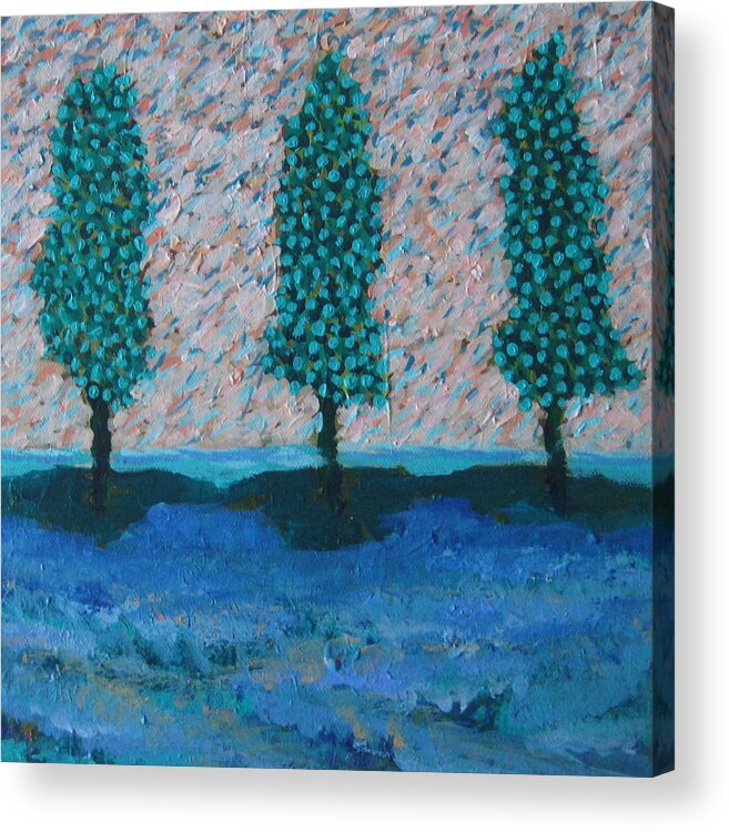 Trees Acrylic Print featuring the painting Those Trees I Always See #7 by Edy Ottesen