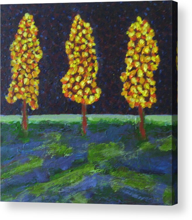 Yellow Acrylic Print featuring the painting Those Trees I Always See #8 by Edy Ottesen