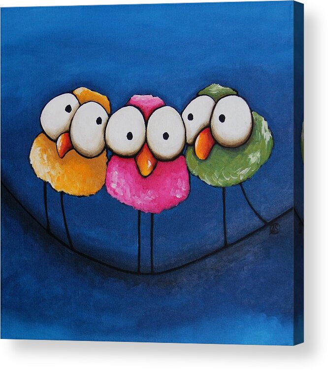 Whimsical Acrylic Print featuring the painting Three fat ladies by Lucia Stewart