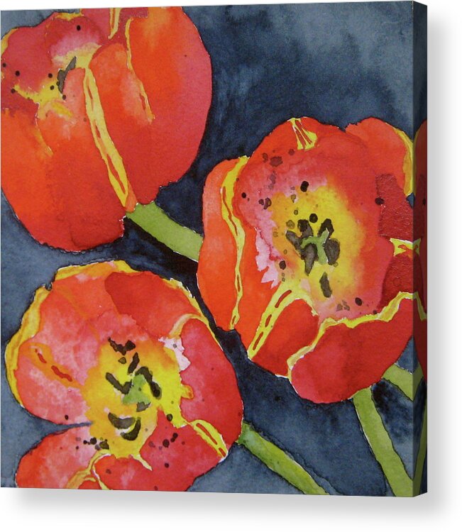 Tulips Acrylic Print featuring the painting Three Sisters by Beverley Harper Tinsley