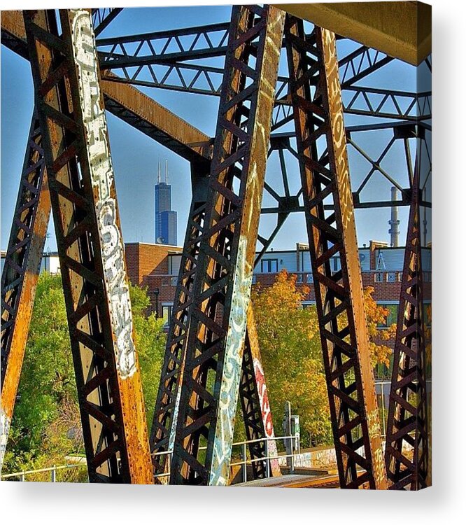 Bridge Acrylic Print featuring the photograph Through The Rusted Iron Rises A Giant by Brian Stoneman