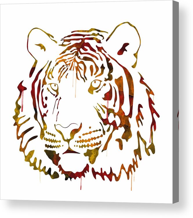 Tiger Acrylic Print featuring the digital art Tiger Watercolor by Becca Buecher