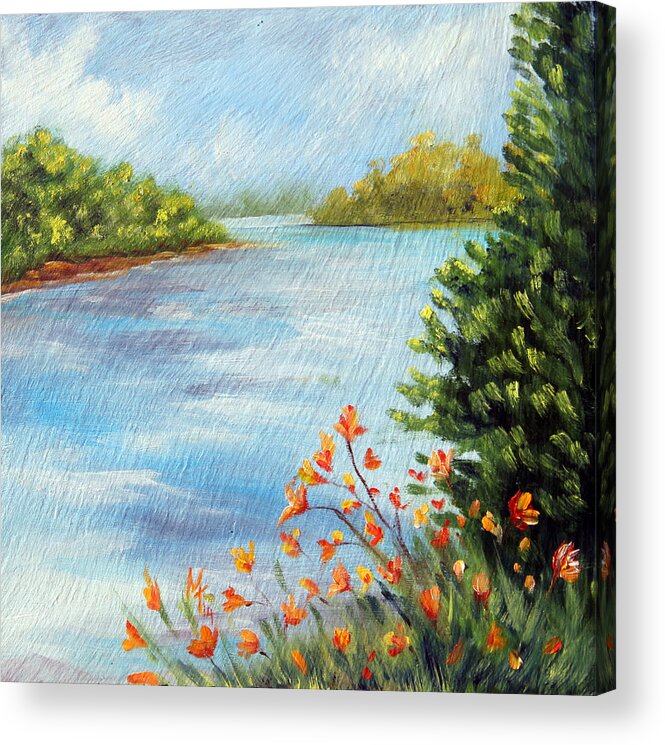 Spring Acrylic Print featuring the painting Tigerlily Lake by Meaghan Troup
