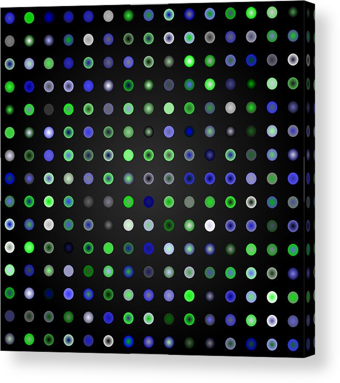 Abstract Digital Algorithm Rithmart Acrylic Print featuring the digital art Tiles.blue-green.1 by Gareth Lewis