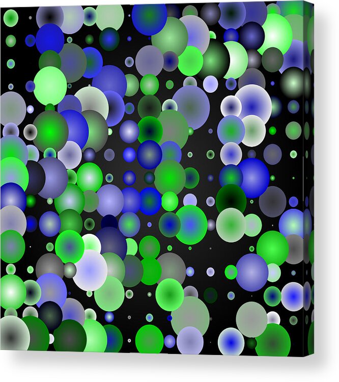 Abstract Digital Algorithm Rithmart Acrylic Print featuring the digital art Tiles.blue-green.2.1 by Gareth Lewis