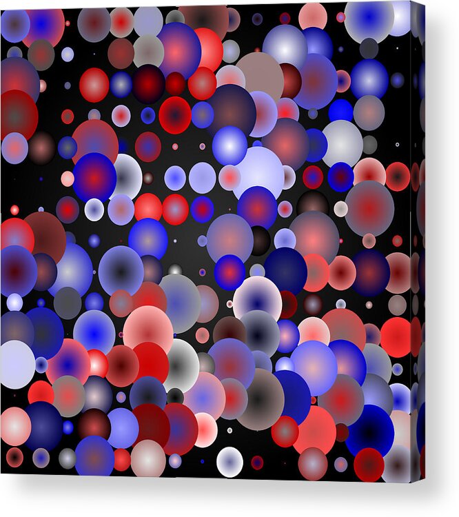 Abstract Digital Algorithm Rithmart Acrylic Print featuring the digital art Tiles.red-blue.2.1 by Gareth Lewis