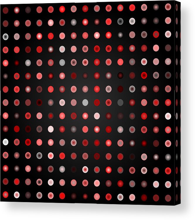 Abstract Digital Algorithm Rithmart Red Bubble Circle Globe Sphere Dark Bright Pale Acrylic Print featuring the digital art Tiles.red.1 by Gareth Lewis