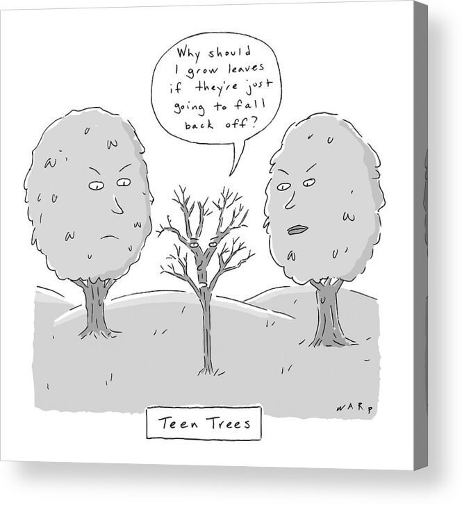 Rebel Acrylic Print featuring the drawing Title: Teen Trees by Kim Warp