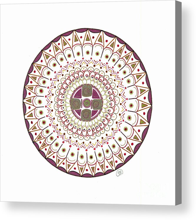 Mandala Acrylic Print featuring the drawing Travel light by Signe Beatrice