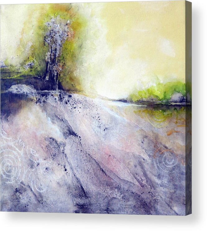 Art Acrylic Print featuring the painting Tree Growing On Rocky Riverbank by Ikon Ikon Images