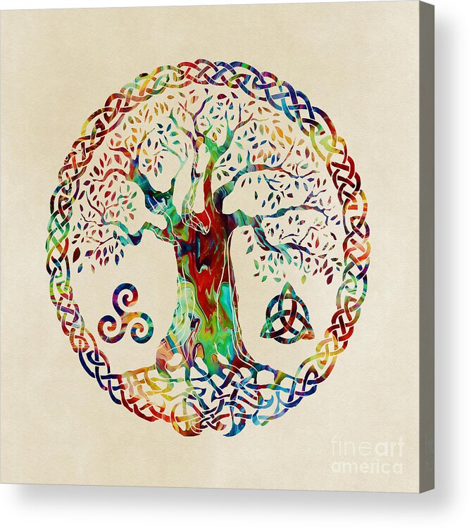 Tree Of Life Acrylic Print featuring the mixed media Tree Of Life by Olga Hamilton