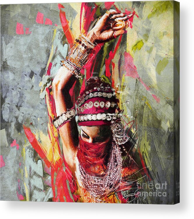 Belly Dance Art Acrylic Print featuring the painting Tribal Dancer 5 by Mahnoor Shah
