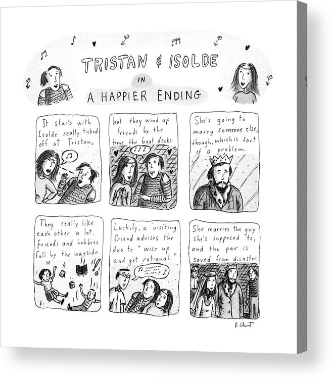 Music Acrylic Print featuring the drawing Tristan & Isolde In A Happier Ending by Roz Chast