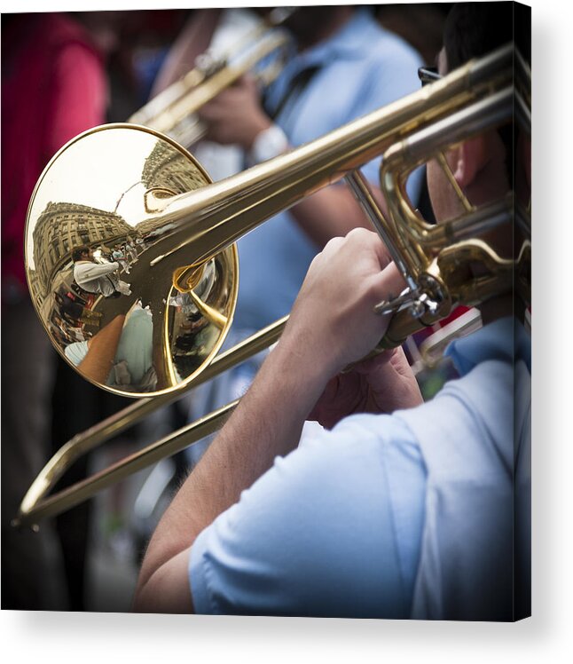 Music Acrylic Print featuring the photograph Trombone at Taste of Spain by Maj Seda