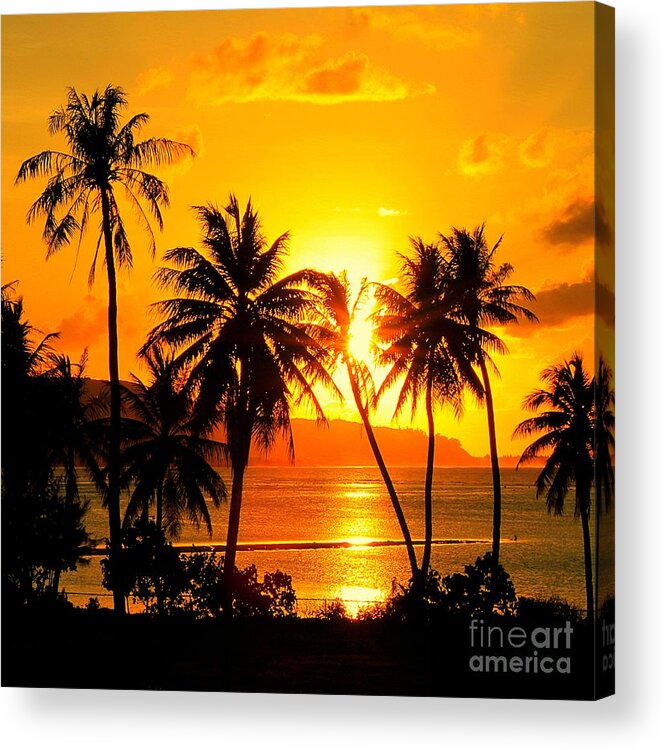  Tropical Beach Acrylic Print featuring the photograph Tropical Sunset by Scott Cameron