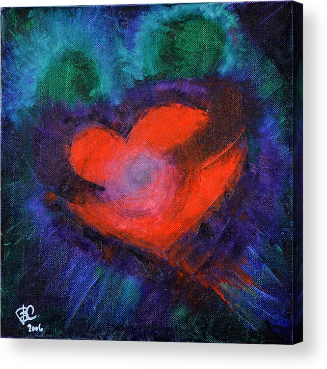 Red Heart Acrylic Print featuring the painting True Love by Belinda Capol