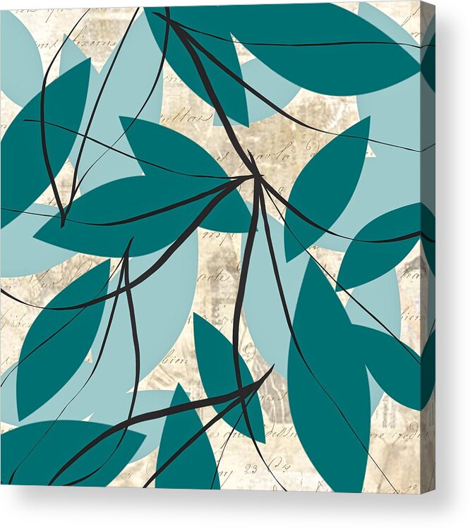 Turquoise Acrylic Print featuring the painting Turquoise Leaves by Lourry Legarde