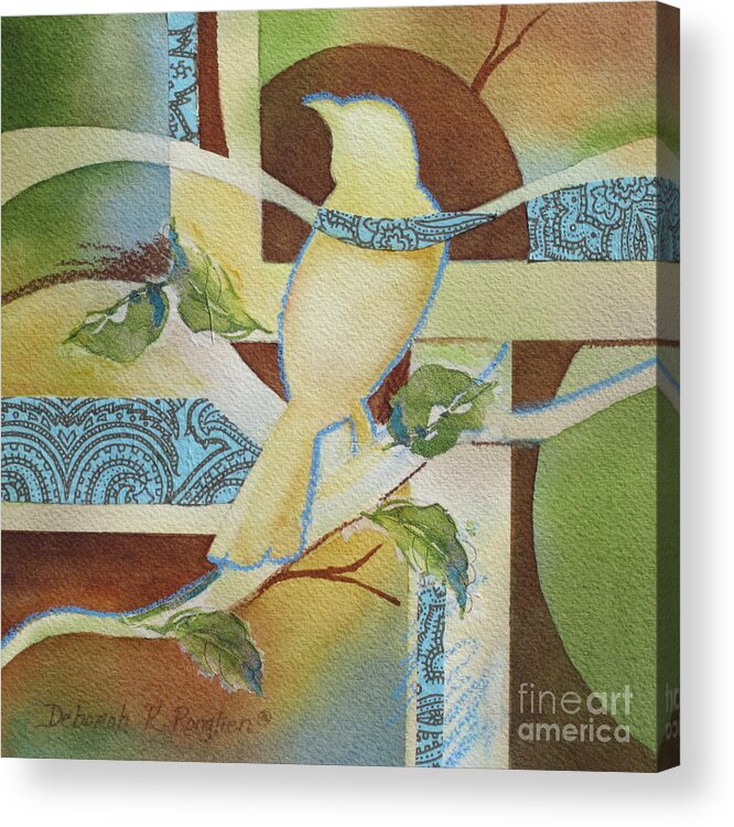 Birds Acrylic Print featuring the painting Tweet Me 1 by Deborah Ronglien