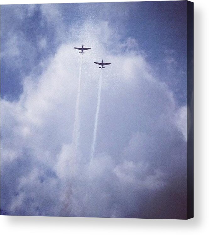 Wwii Acrylic Print featuring the photograph Two Airplanes Flying by Christy Beckwith