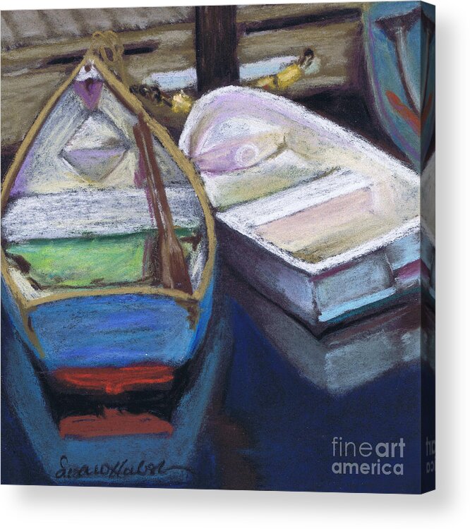 Boats Acrylic Print featuring the painting Two Boats Bernard by Susan Herbst