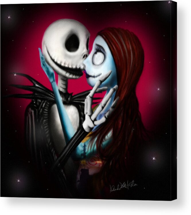 Jack Skeletron Acrylic Print featuring the digital art Two in one heart by Alessandro Della Pietra