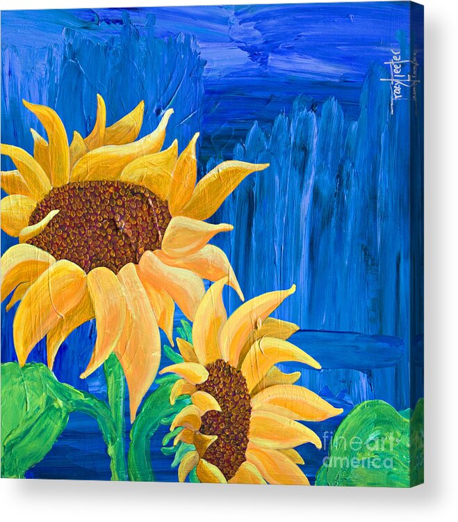 Sunflower Acrylic Print featuring the painting Two in the Sun by Tracy L Teeter