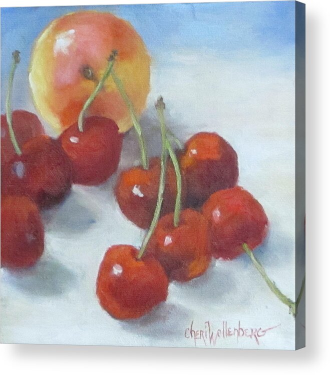 Cherries Acrylic Print featuring the painting Unexpected Company by Cheri Wollenberg