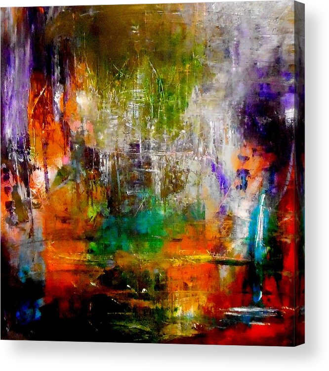 Abstract Acrylic Print featuring the painting Reflecting Back by Lisa Kaiser