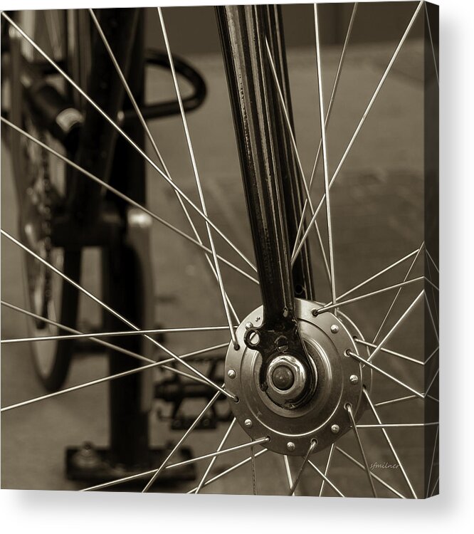 Spokes Acrylic Print featuring the photograph Urban Spokes in Sepia by Steven Milner