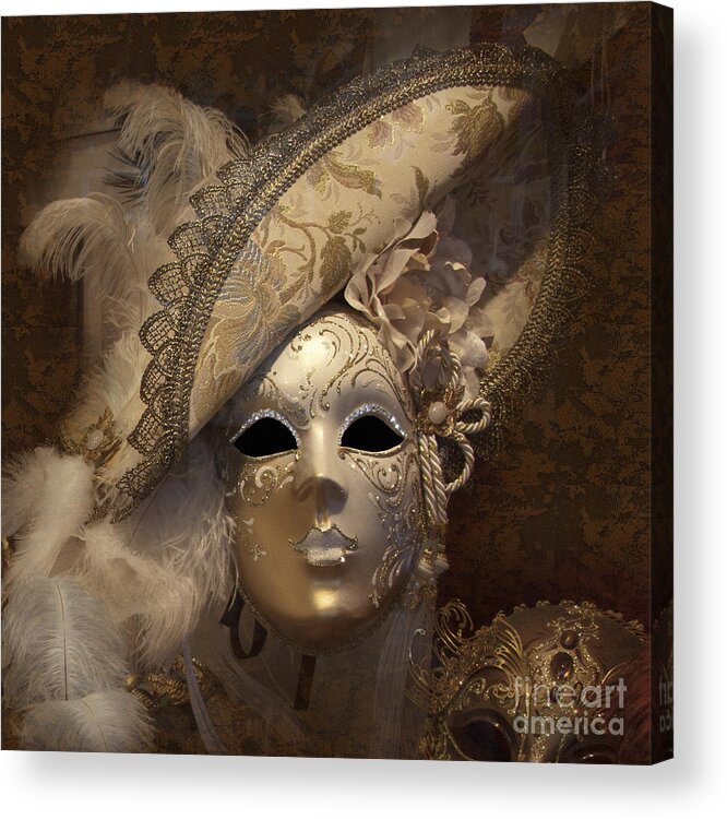 Mask Acrylic Print featuring the photograph Venetian Face Mask F by Heiko Koehrer-Wagner