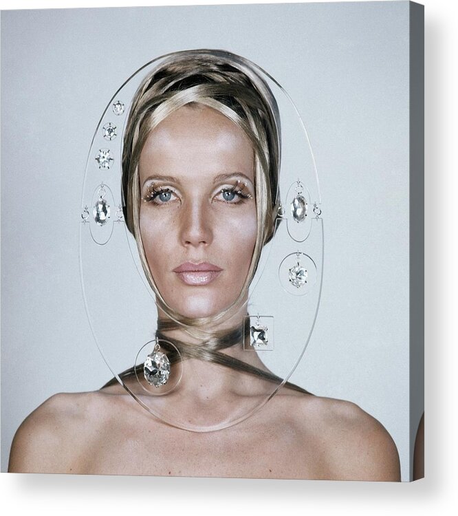 Beauty Acrylic Print featuring the photograph Veruschka Von Lehndorff's Face Framed By Clear by Franco Rubartelli