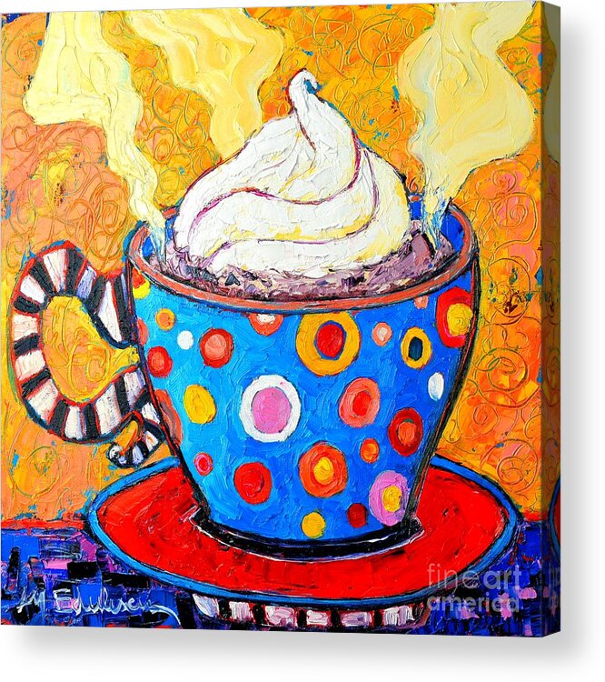 Coffee Acrylic Print featuring the painting Viennese Cappuccino Whimsical Colorful Coffee Cup by Ana Maria Edulescu