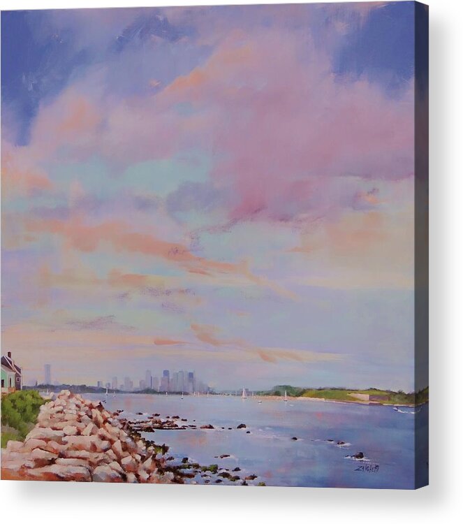 Skyline Acrylic Print featuring the painting View from Hull by Laura Lee Zanghetti