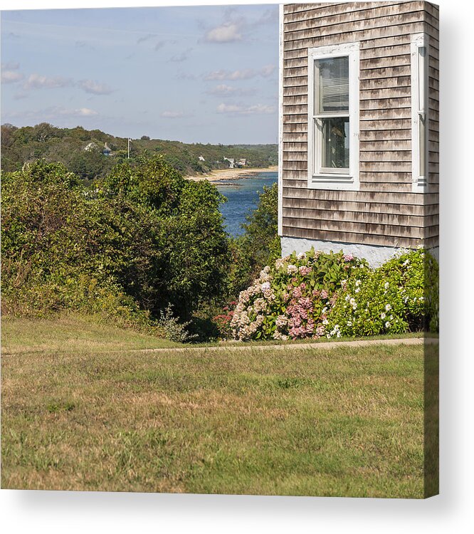 Landscape Acrylic Print featuring the photograph View of Cape Cod Cottage and the Sea by Marianne Campolongo