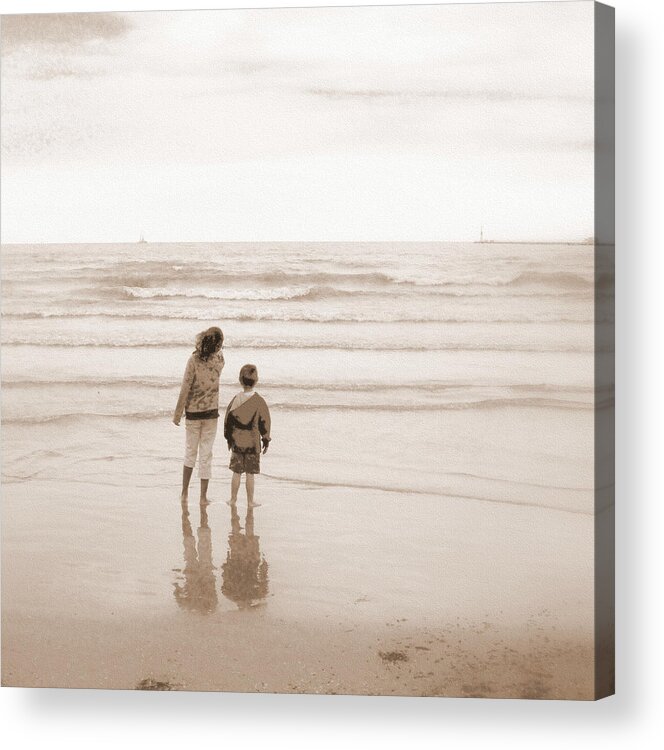 Children Acrylic Print featuring the photograph Waiting for Daddy by Jodie Marie Anne Richardson Traugott     aka jm-ART