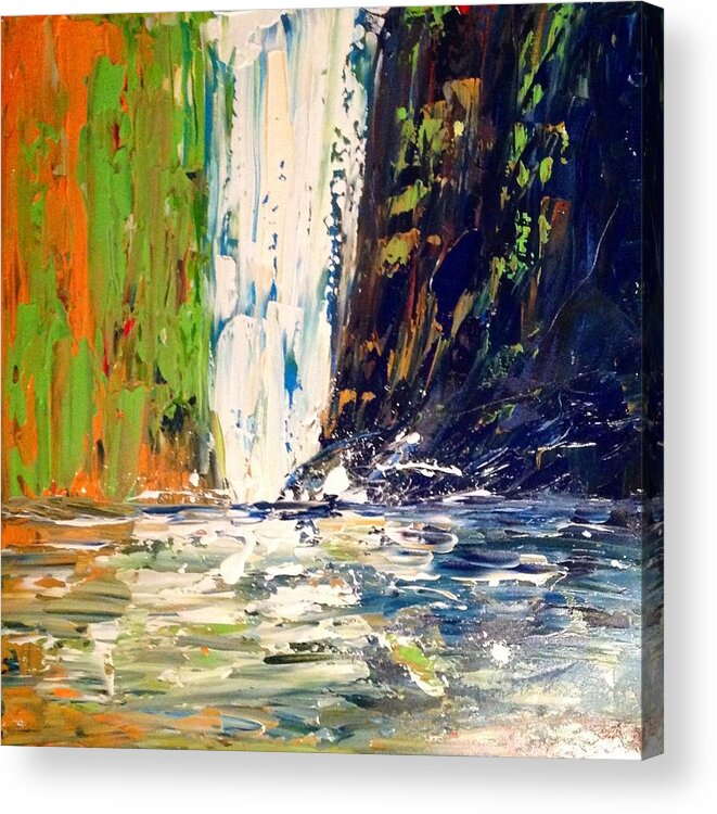 Abstract Painting Acrylic Print featuring the painting Waterfall No. 1 by Desmond Raymond